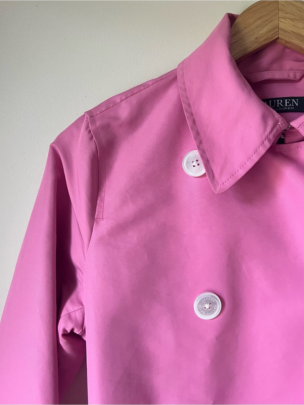 Lauren Ralph Lauren Button Belted Trench Jacket Raincoat Garden Pink Size M - Picture 4 of 11
